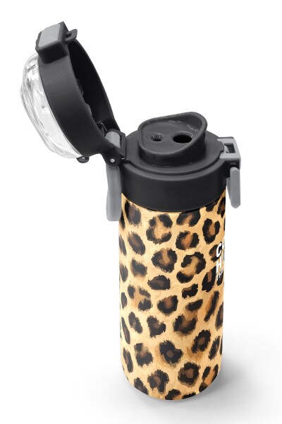 Coral High Kids Kahverengi Leopar Desenli Pipetli ve Direkt İçim Çelik Termos 500 ml 31881 - 6