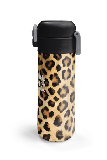 Coral High Kids Kahverengi Leopar Desenli Pipetli ve Direkt İçim Çelik Termos 500 ml 31881 - 6