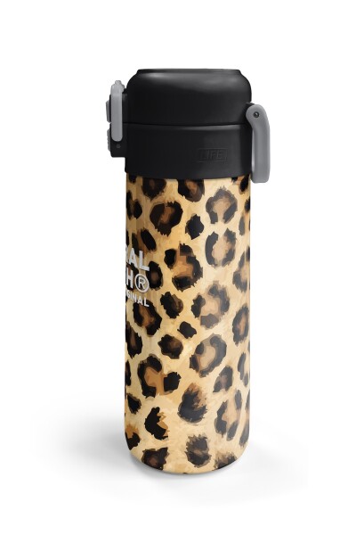 Coral High Kids Kahverengi Leopar Desenli Pipetli ve Direkt İçim Çelik Termos 500 ml 31881 - 6