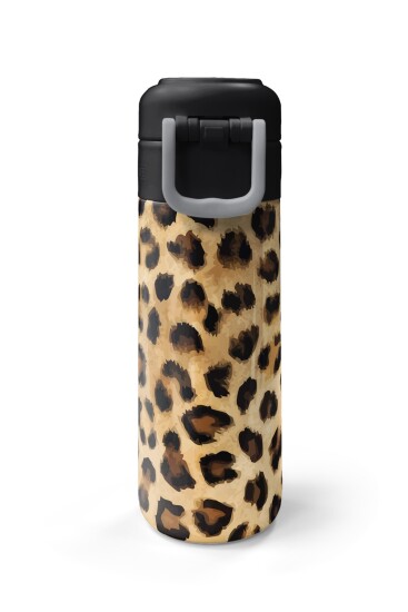 Coral High Kids Kahverengi Leopar Desenli Pipetli ve Direkt İçim Çelik Termos 500 ml 31881 - 7