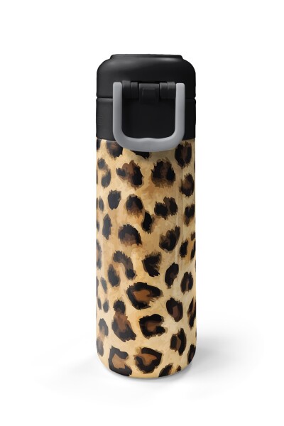 Coral High Kids Kahverengi Leopar Desenli Pipetli ve Direkt İçim Çelik Termos 500 ml 31881 - 7