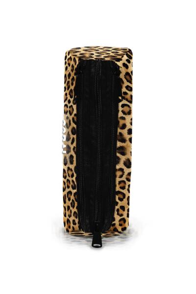 Coral High Kids Kahverengi Leopar Desenli Üç Bölmeli Kalem Çantası 11181 - 2