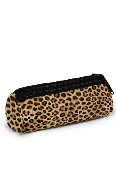 Coral High Kids Kahverengi Leopar Desenli Üç Bölmeli Kalem Çantası 11181 - 3