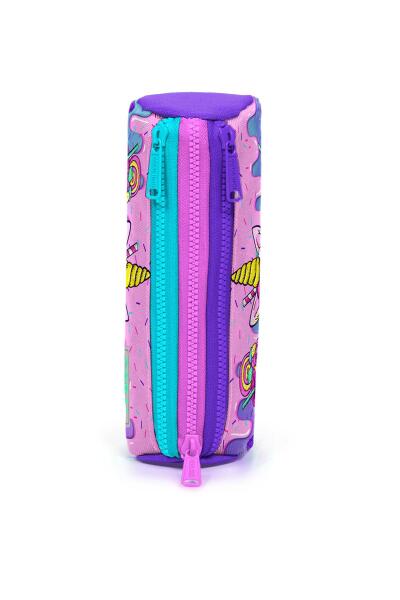 Coral High Kids Pembe Mor Milkshake Dondurma Desenli Üç Bölmeli Kalem Çantası 22049 - 2