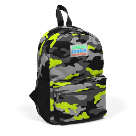 Minik Yuva Sırt Çantası Siyah Gri Kamuflaj Desenli İki Bölmeli 23355 