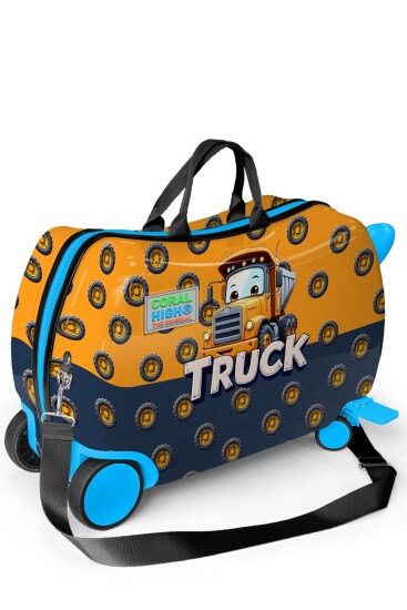 Coral High Kids Kamyon Desenli Otur-Çek Çocuk Valizi 16371 - 3