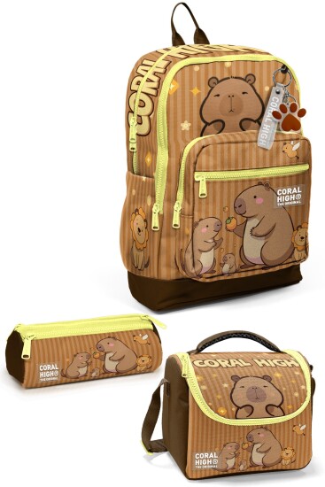 Coral High Kids Kapibara Desenli 3’lü Okul Çanta Seti SET0123783 - Coral High KIDS