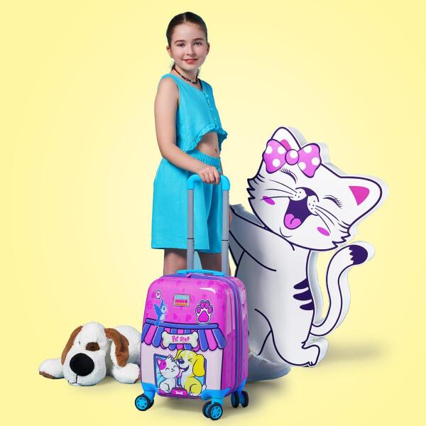 Coral High Kids Kedi Köpek Desenli Çocuk Valizi 16776 - 4