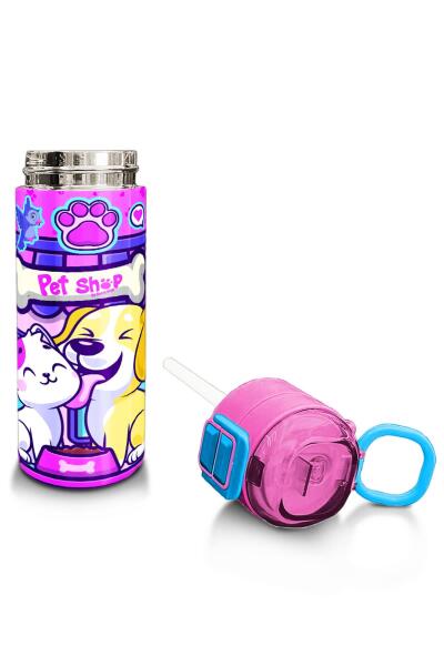 Coral High Kids Kedi Köpek Desenli Pipetli ve Direkt İçim Çelik Termos 500 ml 31810 - 4