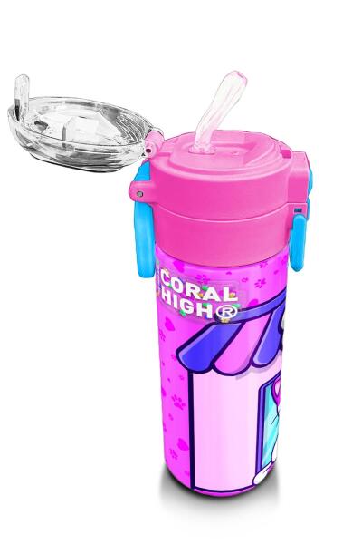 Coral High Kids Kedi Köpek Desenli Pipetli ve Direkt İçim Çelik Termos 500 ml 31810 - 5