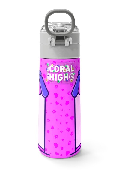 Coral High Kids Kedi Köpek Desenli Pipetli ve Direkt İçim Çelik Termos 500 ml 31810 - 4