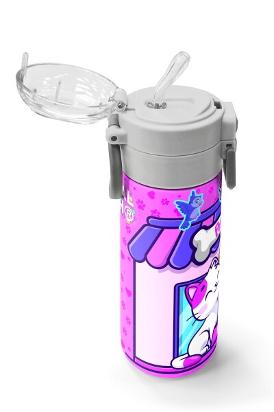 Coral High Kids Kedi Köpek Desenli Pipetli ve Direkt İçim Çelik Termos 500 ml 31810 - 5