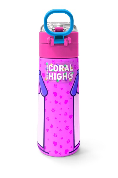 Coral High Kids Kedi Köpek Desenli Pipetli ve Direkt İçim Çelik Termos 500 ml 31810 - 4