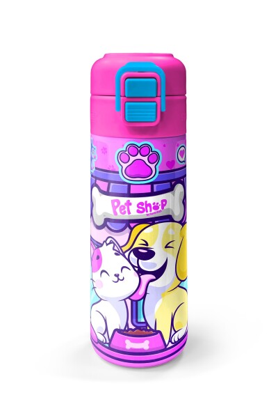 Coral High Kids Kedi Köpek Desenli Pipetli ve Direkt İçim Çelik Termos 500 ml 31810 - 4