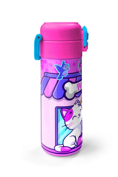 Coral High Kids Kedi Köpek Desenli Pipetli ve Direkt İçim Çelik Termos 500 ml 31810 - 5