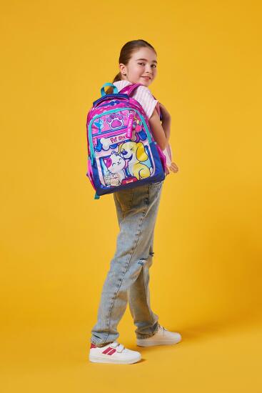 Coral High Kids Kedi Köpek Desenli Üç Bölmeli Okul Sırt Çantası 23646 - 2