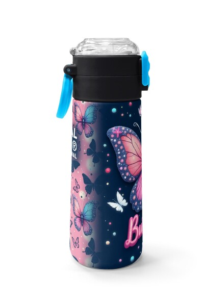 Coral High Kids Kelebek Desenli Pipetli ve Direkt İçim Çelik Termos 500 ml 38131 - 2