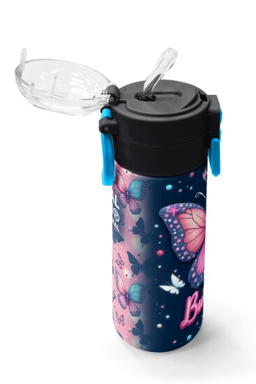 Coral High Kids Kelebek Desenli Pipetli ve Direkt İçim Çelik Termos 500 ml 38131 - 5