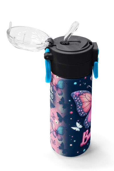 Coral High Kids Kelebek Desenli Pipetli ve Direkt İçim Çelik Termos 500 ml 38131 - 5