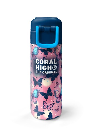 Coral High Kids Kelebek Desenli Pipetli ve Direkt İçim Çelik Termos 500 ml 38131 - 7
