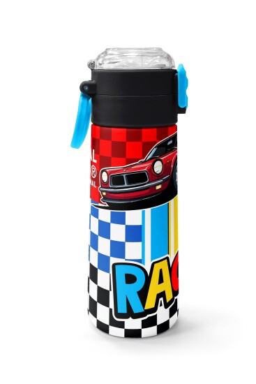 Coral High Kids Kırmızı Araba Desenli Pipetli ve Direkt İçim Çelik Termos 500 ml 38139 - 2