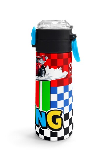 Coral High Kids Kırmızı Araba Desenli Pipetli ve Direkt İçim Çelik Termos 500 ml 38139 - 3