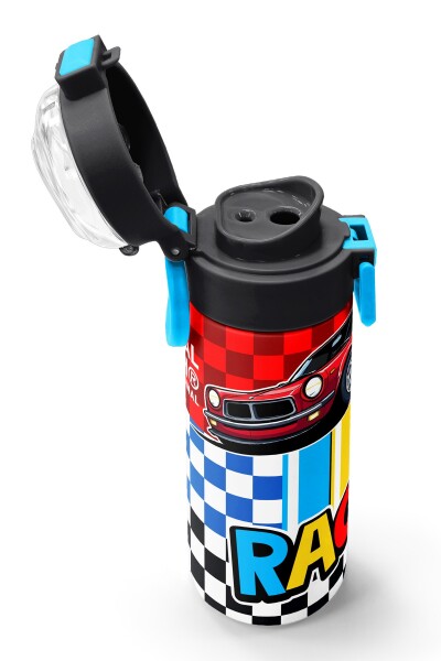 Coral High Kids Kırmızı Araba Desenli Pipetli ve Direkt İçim Çelik Termos 500 ml 38139 - 6