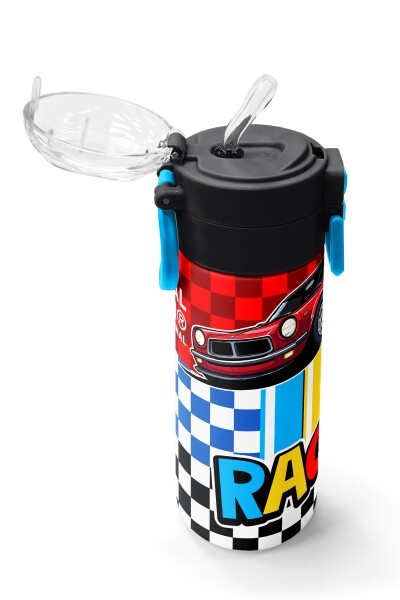 Coral High Kids Kırmızı Araba Desenli Pipetli ve Direkt İçim Çelik Termos 500 ml 38139 - 5