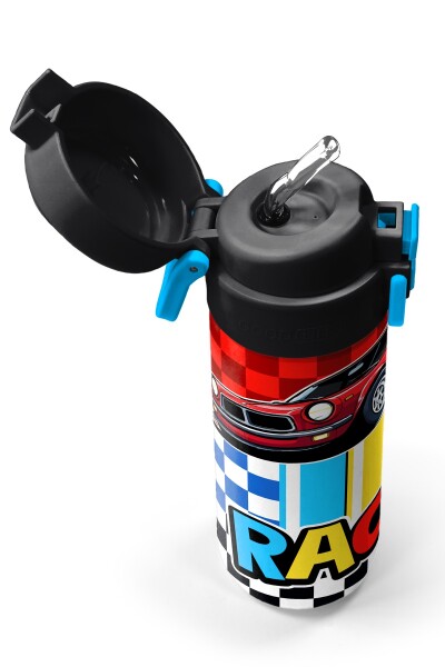Coral High Kids Kırmızı Araba Desenli Pipetli ve Direkt İçim Çelik Termos 500 ml 38139 - 2