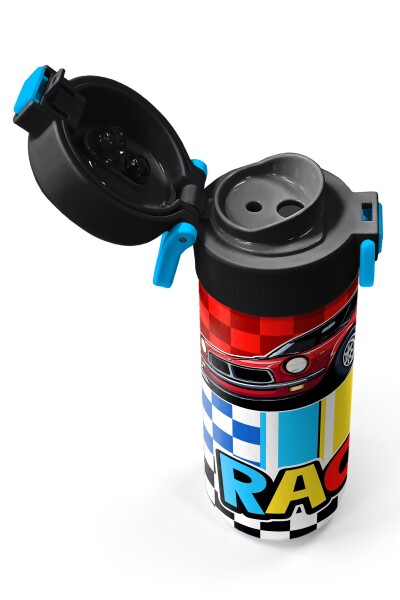 Coral High Kids Kırmızı Araba Desenli Pipetli ve Direkt İçim Çelik Termos 500 ml 38139 - 3