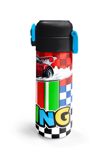Coral High Kids Kırmızı Araba Desenli Pipetli ve Direkt İçim Çelik Termos 500 ml 38139 - 6