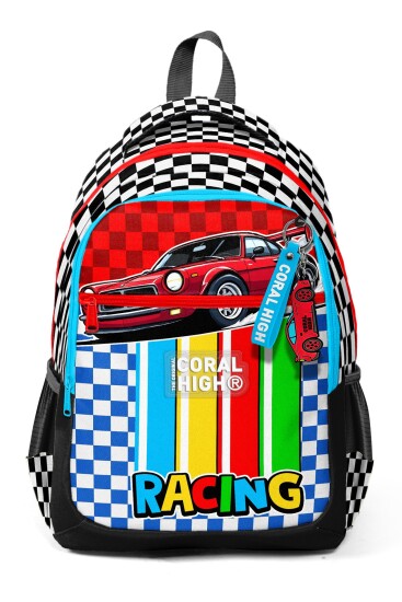 Coral High Kids Kırmızı Araba Desenli Üç Bölmeli Okul Sırt Çantası 33257 - 7