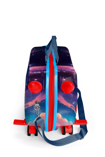 Coral High Kids Kırmızı Lacivert Astronot Desenli Otur-Çek Çocuk Valizi 16364 - 4