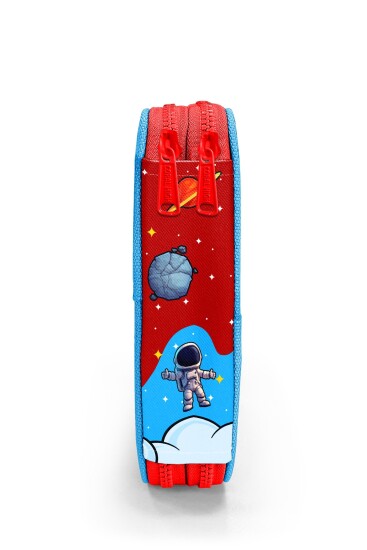 Coral High Kids Kırmızı Mavi Astronot Uzay Desenli Çift Katlı Kalem Çanta 31113 - 8