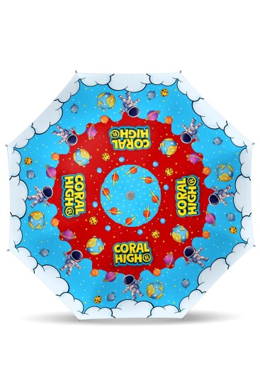 Coral High Kids Kırmızı Mavi Astronot Uzay Desenli Çocuk Şemsiyesi 36113 - 2
