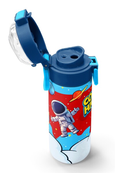 Coral High Kids Kırmızı Mavi Astronot Uzay Desenli Pipetli ve Direkt İçim Çelik Termos 500 ml 38127 - 6