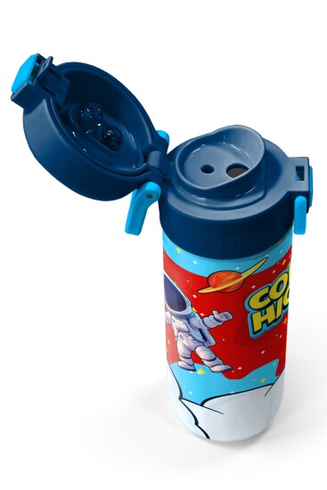 Coral High Kids Kırmızı Mavi Astronot Uzay Desenli Pipetli ve Direkt İçim Çelik Termos 500 ml 38127 - 3