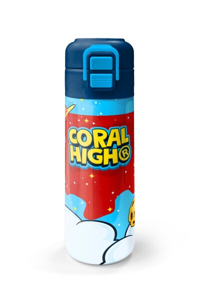 Coral High Kids Kırmızı Mavi Astronot Uzay Desenli Pipetli ve Direkt İçim Çelik Termos 500 ml 38127 - 4
