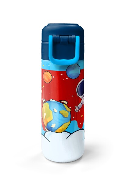 Coral High Kids Kırmızı Mavi Astronot Uzay Desenli Pipetli ve Direkt İçim Çelik Termos 500 ml 38127 - 7