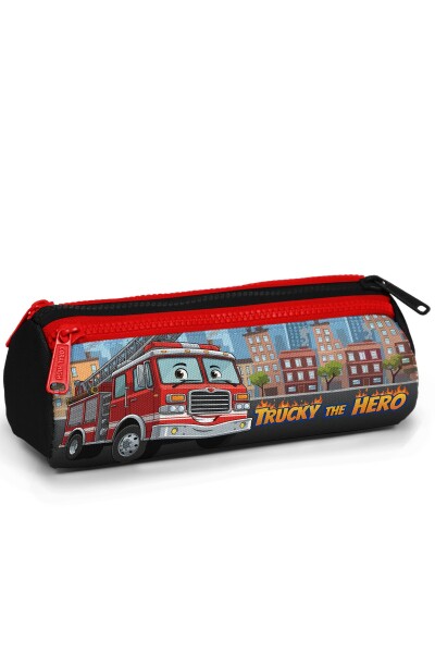 Coral High Kids Kırmızı Mavi İtfaiye Desenli Üç Bölmeli Kalem Çantası 31063 - 1