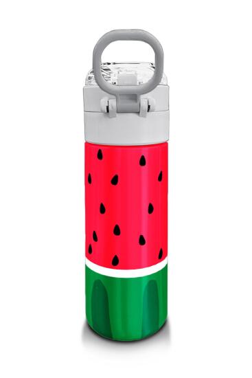 Coral High Kids Kırmızı Yeşil Karpuz Desenli Pipetli ve Direkt İçim Çelik Termos 500 ml 31866 - 3