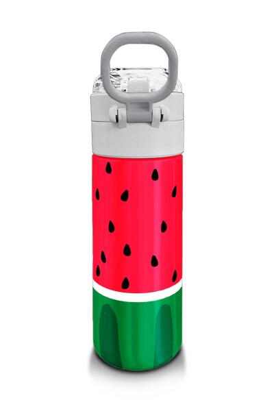 Coral High Kids Kırmızı Yeşil Karpuz Desenli Pipetli ve Direkt İçim Çelik Termos 500 ml 31866 - 3