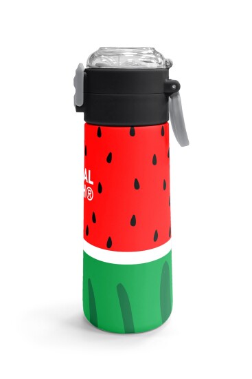 Coral High Kids Kırmızı Yeşil Karpuz Desenli Pipetli ve Direkt İçim Çelik Termos 500 ml 31866 - 3
