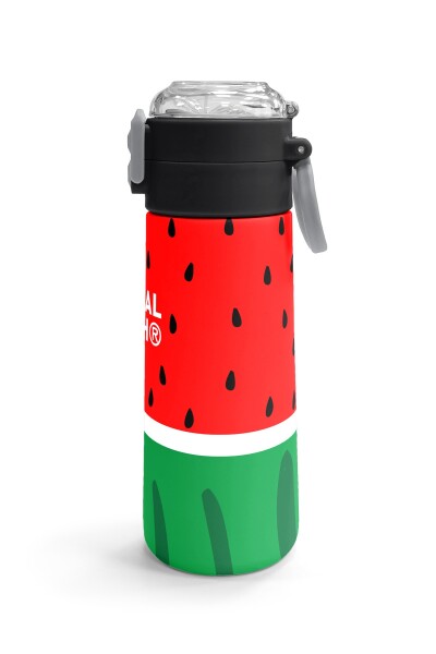 Coral High Kids Kırmızı Yeşil Karpuz Desenli Pipetli ve Direkt İçim Çelik Termos 500 ml 31866 - 3