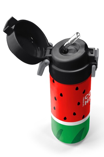Coral High Kids Kırmızı Yeşil Karpuz Desenli Pipetli ve Direkt İçim Çelik Termos 500 ml 31866 - 2