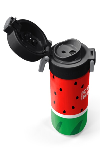 Coral High Kids Kırmızı Yeşil Karpuz Desenli Pipetli ve Direkt İçim Çelik Termos 500 ml 31866 - 3