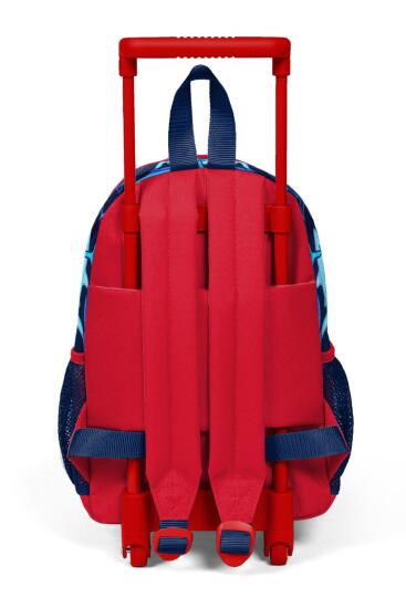 Minik Yuva Çekçekli Sırt Çantası Lacivert Kırmızı Köpek Balığı Desenli İki Bölmeli 24016 - 4