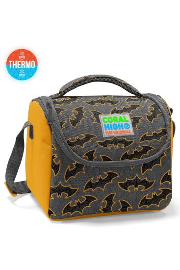 Coral High Kids Koyu Gri Hardal Yarasa Desenli Thermo Beslenme Çantası 11721 - Coral High KIDS