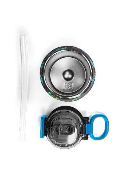 Coral High Kids Koyu Gri Kırmızı Uzay Desenli Pipetli ve Direkt İçim Çelik Termos 500 ml 31916 - 7