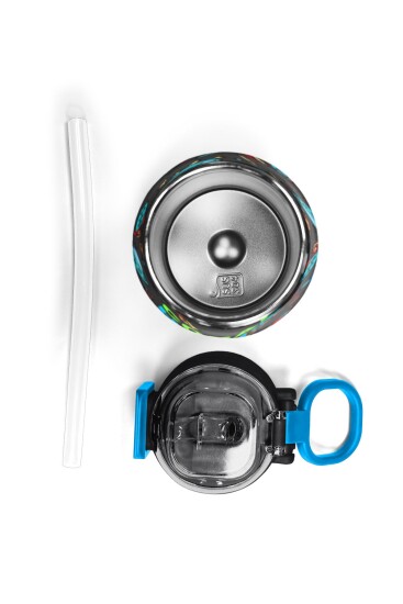 Coral High Kids Koyu Gri Kırmızı Uzay Desenli Pipetli ve Direkt İçim Çelik Termos 500 ml 31916 - 7